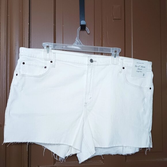 Abercrombie & Fitch White The Mom Short High Rise size 36/22 - Picture 1 of 12